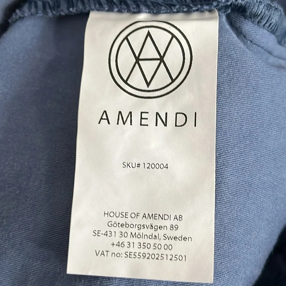 Amendi Gunnar Blue Organic Cotton Pleat Front Button Fly Pants - NWPT - Size 33 - Picture 8 of 11